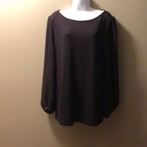 Ann Taylor Black Sweater w/ Sheer Sleeves